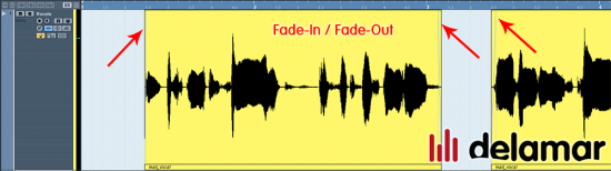 Gesang bearbeiten durch Zuschnitt mit Fade-In und Fade-Out