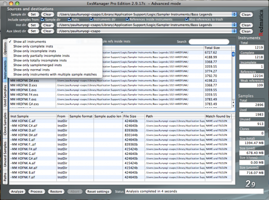 Bild von Redmatica EXS Manger Pro Testbericht Aufräumen der Samples im EXS Manager Pro