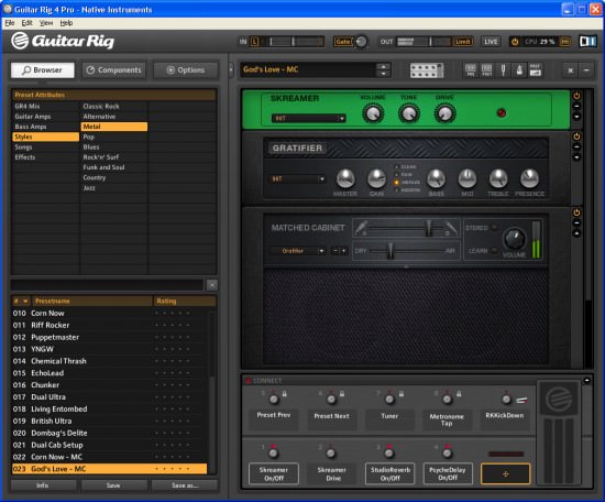 Guitar Rig 4 Kontrol Oberfläche für Kontrol Einstellen von Kontrol beim Guitar Rig 4