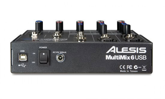 Alesis MultiMix 6 USB kompaktes Mischpult mit Audio Interface Rückseite beim Alesis MultiMix 6 USB