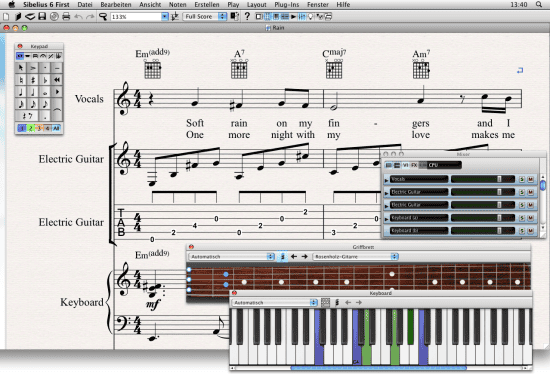 Musiknotation und Kompositionssoftware AVID Sibelius First