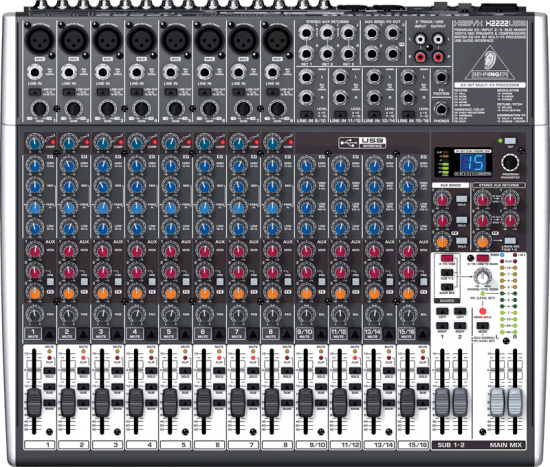 Behringer Xenyx X2222 USB Mischpult MischpulBehringer Xenyx X2222 USB Mischpultt mit Effektprozessor und Audio Interface Behringer Xenyx X2222 USB