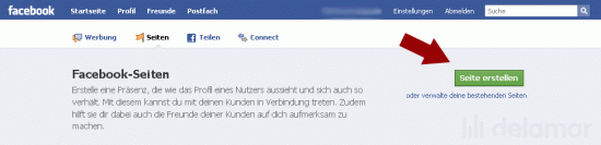 Hier kannst Du deine Facebook Seite erstellen