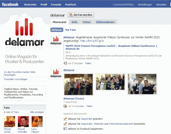 Die delamar Facebook Fanseite f&uuml;r delamari