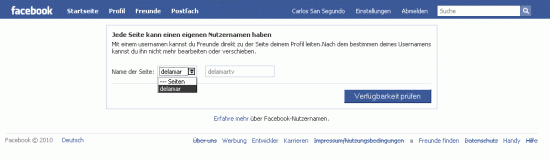 Facebook f&uuml;r Musiker: Eine URL aussuchen