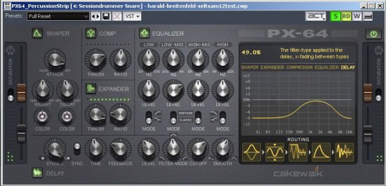 PX64 in Sonar 8.5 (Testbericht) PX64 - Channel Strip für die Bearbeitung von Percussion