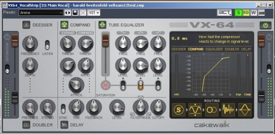 VX64 Vocal Strip in Sonar 8.5 Testbericht Der VX64 Vocal Strip - Channel Strip zur Bearbeitung von Gesang