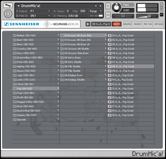 MIDI Grooves Virtuelles Schlagzeuge DrumMic'a