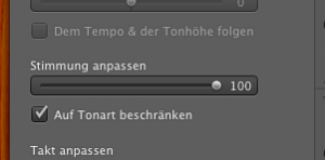 GarageBand Stimmungsanpassung einstellen