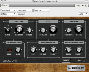 Digital Performer 6: Bassline monophoner Synthesizer