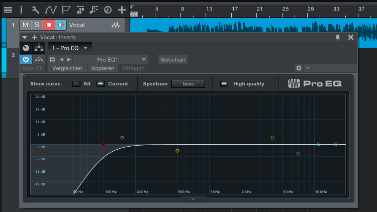 Low-Cut-Filter zum Entfernen ungewollter Bass-Frequenzen