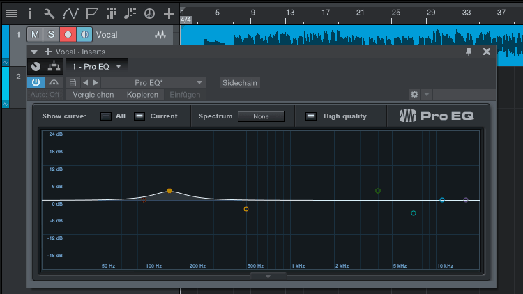 Anhebung bei 150 Hz für mehr Körper