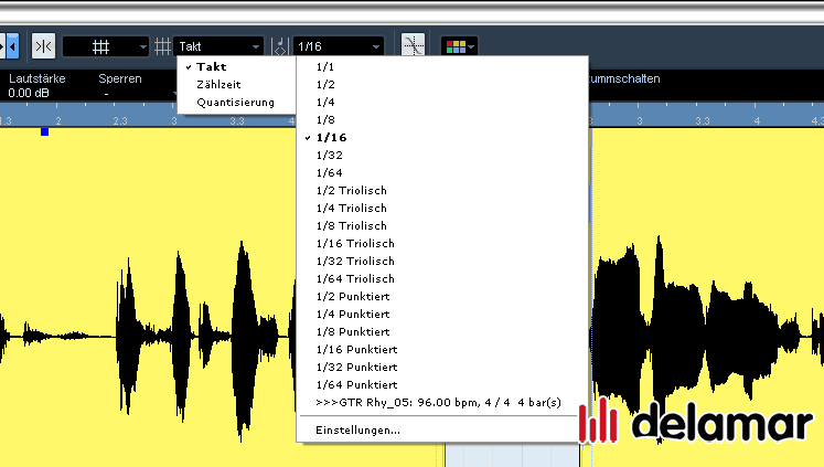 Das Raster bei der Audiobearbeitung in Cubase 5