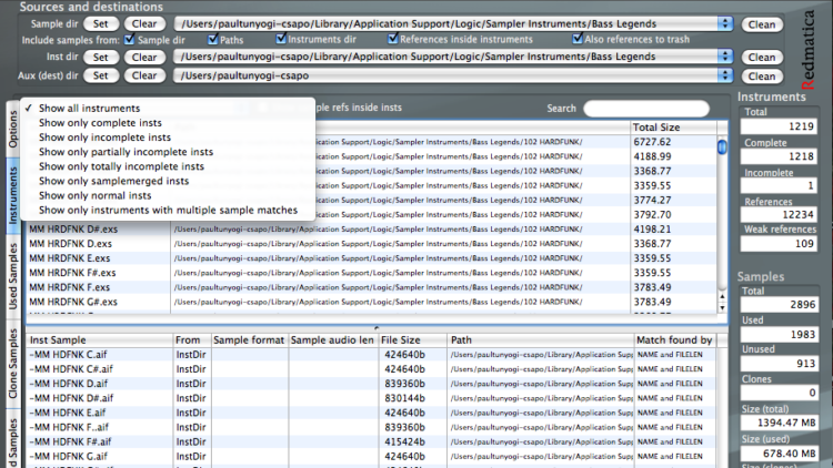 Aufräumen der Samples im EXS Manager Pro