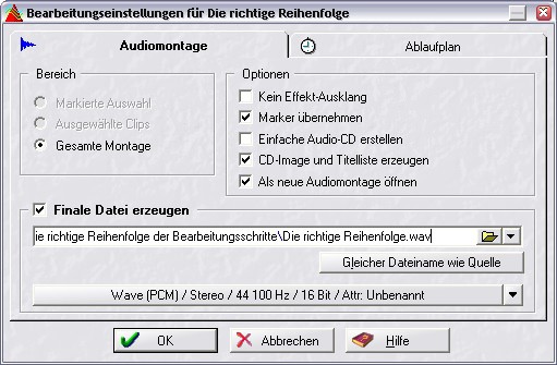 Das Rendering beim Audio Mastering in WaveLab