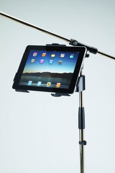 iPad Halter für Mikrofonstativ oder Befestigung an einem Rohr iPad Halter für Mikrofonstativ oder Befestigung an einem Rohr