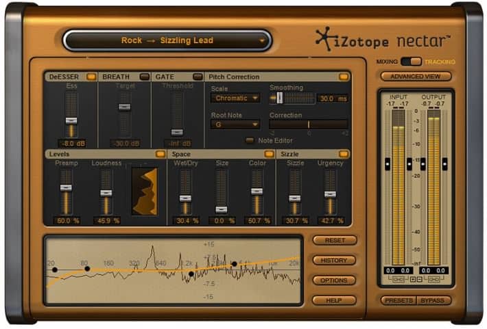 iZotope Nectar Standardansicht