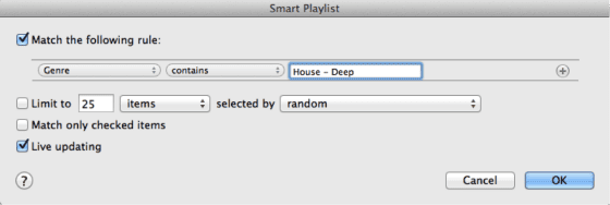 Smart Playlist in iTunes Smart Playlist in iTunes