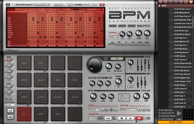 MOTU BPM - Im MPC-Stil Beats erstellen: Programm bei diesem Werkzeug