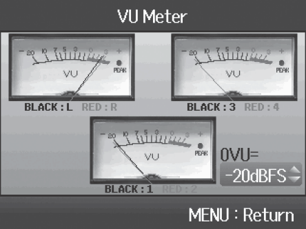 VU-Meter auf dem Display des Zoom H6