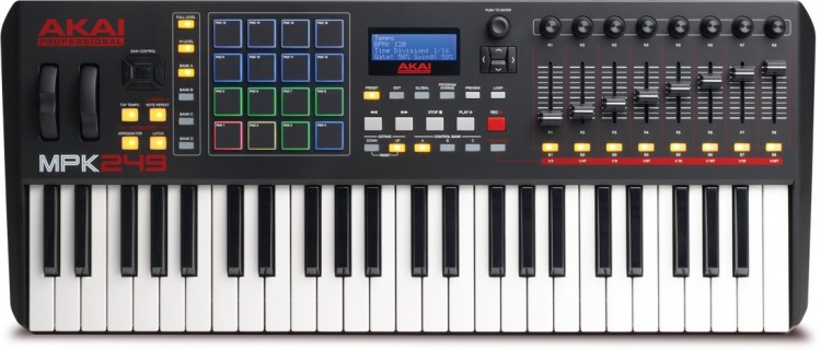 Keyboard Controller: Die besten MIDI Keyboards mit Potis, Pads & Fadern unter 400 Euro - Akai MPK 249