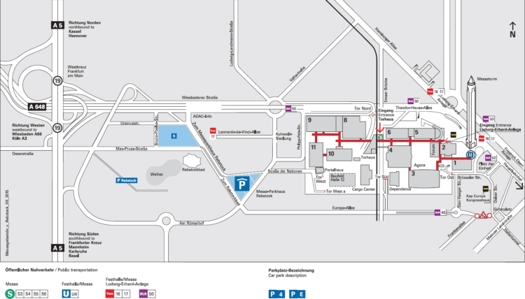 Nahverkehr und Parkflächen nahe der Musikmesse