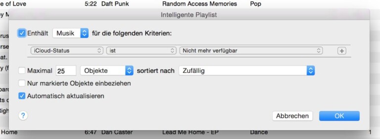 In den Darstellungsoptionen lässt sich der iCloud-Status »nicht mehr verfügbar« einstellen.