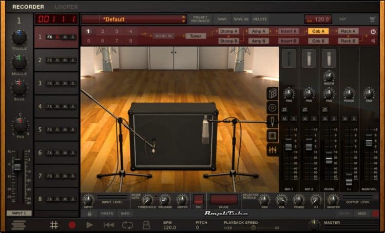 IK Multimedia AmpliTube 4 Test - Mixer für die virtuellen Mikrofonsignale