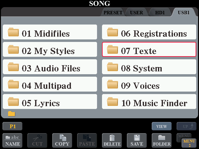 Tutorial: Dateien managen im Yamaha Tyros 5 - Main Display