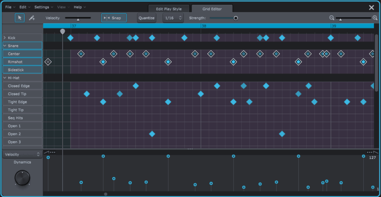 Grid Editor in Superior Drummer 3 von Toontrack