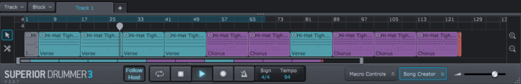 Die Songspur in Toontrack SD3