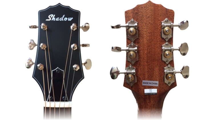 Kopfplatte (head stock) der Shadow JM-30E NS von vorne und hinten