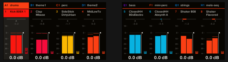 Der Mixermodus auf dem Display des Native Instruments Komplete Kontrol S49 Mk2