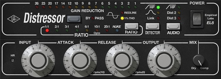 Der komplette Mix saturiert mit dem Drums komprimiert mit dem UAD Empirical Labs Distressor