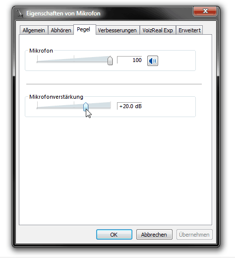 Verringere die Mikrofonverstärkung bei verzerrtem Sound