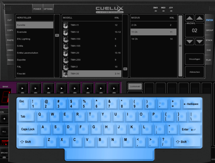 2. Patch erstellen - Moving Lights programmieren