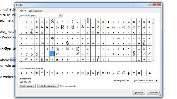 Musik-Note - Zeichen (Tastatur)