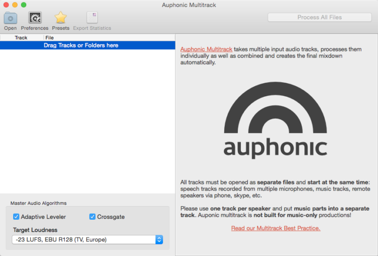 Auphonic Multitrack Processor - Podcast Software