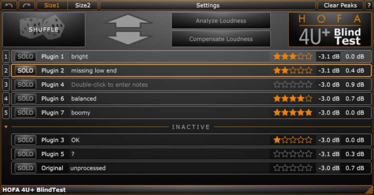HOFA 4U+ BlindTest - Mastering Plugin