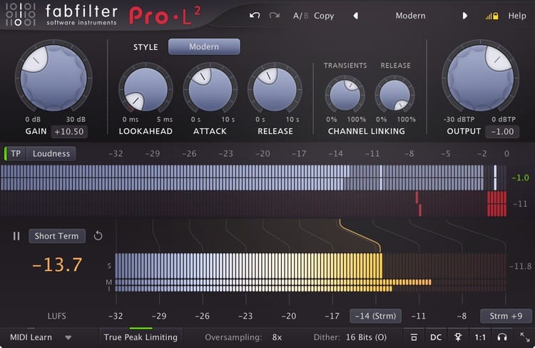 Kompakte GUI - FabFilter Pro-L 2 Test