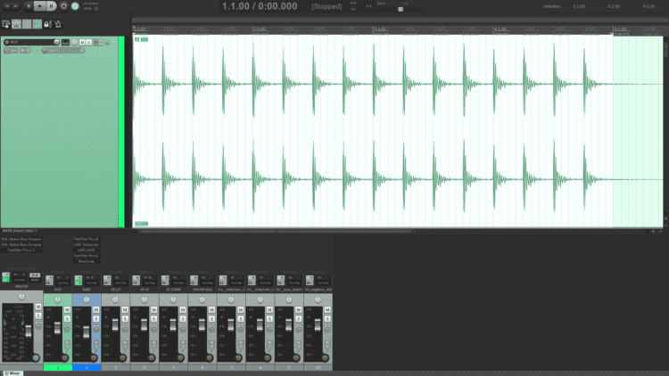 Unser Steuersignal für den Sidechain in Reaper ist die Kick Drum