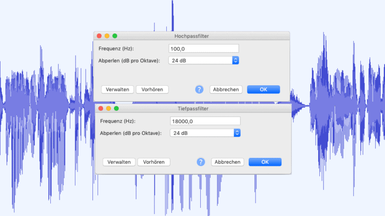 Hochpass- und Tiefpass-Filter für die Podcast-Stimme