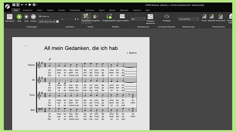 Forte 11 Test Notenansicht