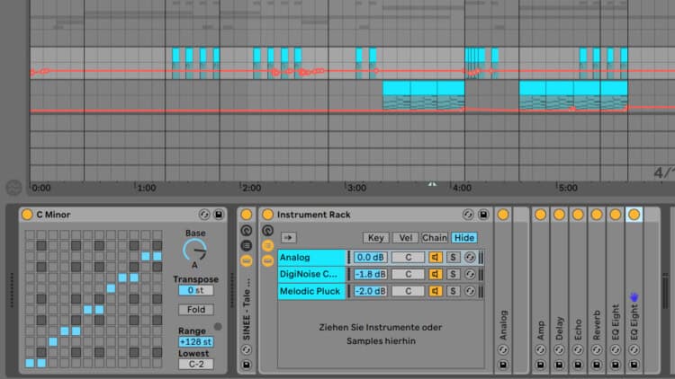 Geschichtete Instrumente in den SINEE Ableton Live Templates