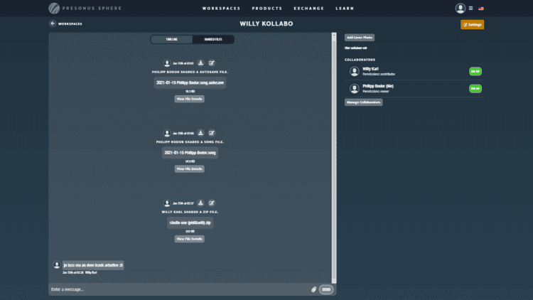 presonus sphere workspace