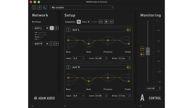 Adam Audio A4V Test DSP