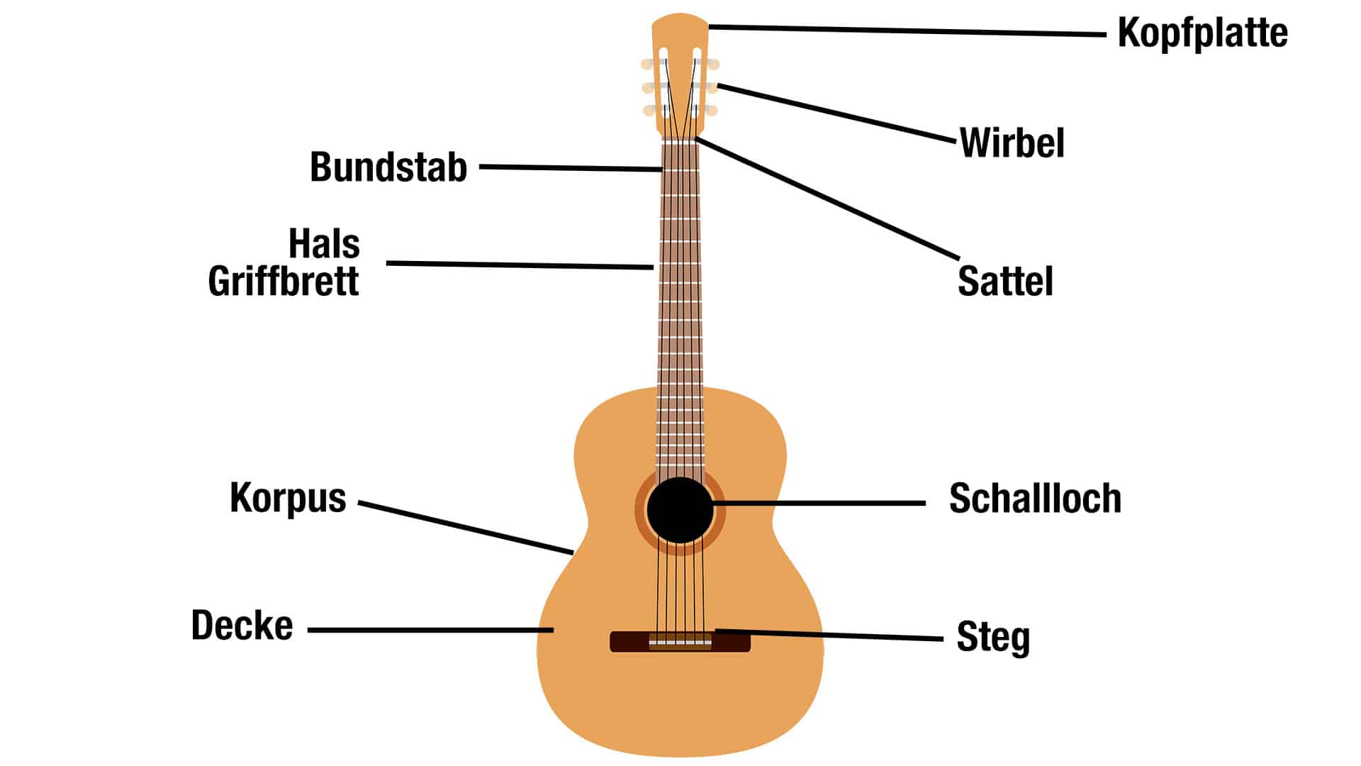 Saiteninstrumente Aufbau Gitarre